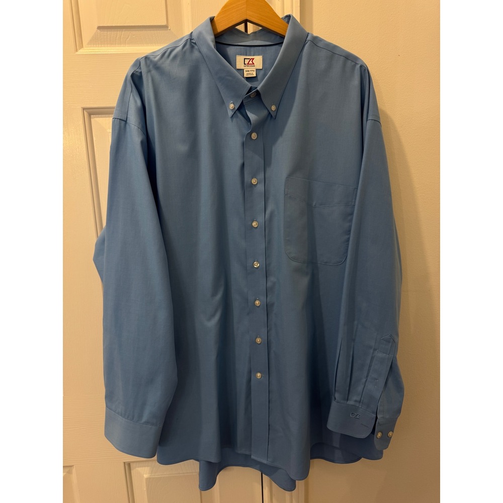 Cutter & Buck Mens 3XB Light Blue Button Down‎ Dress Shirt Long Sleeve BCW09180